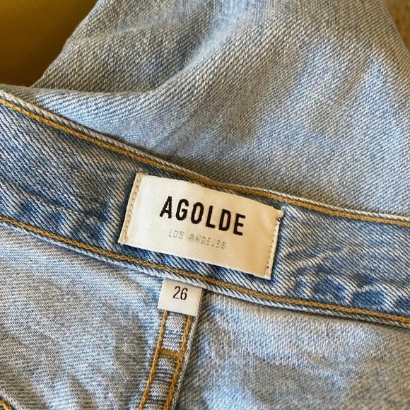 Agolde Women’s Riley Crop Straight Leg Jeans Size 26 Light Wash Button Fly - Picture 5 of 11